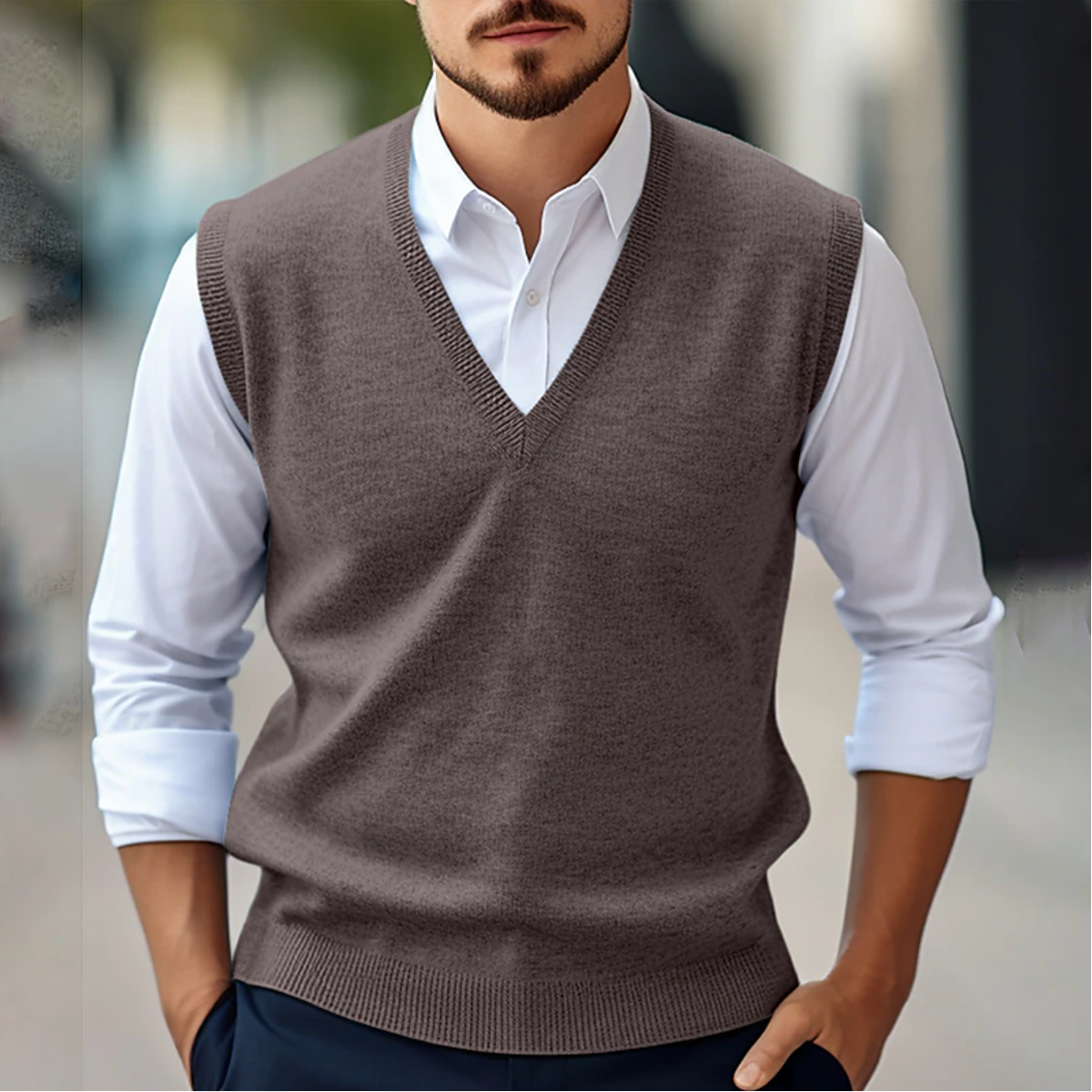 Pull sans manches en V pour hommes, adapté à toutes les occasions