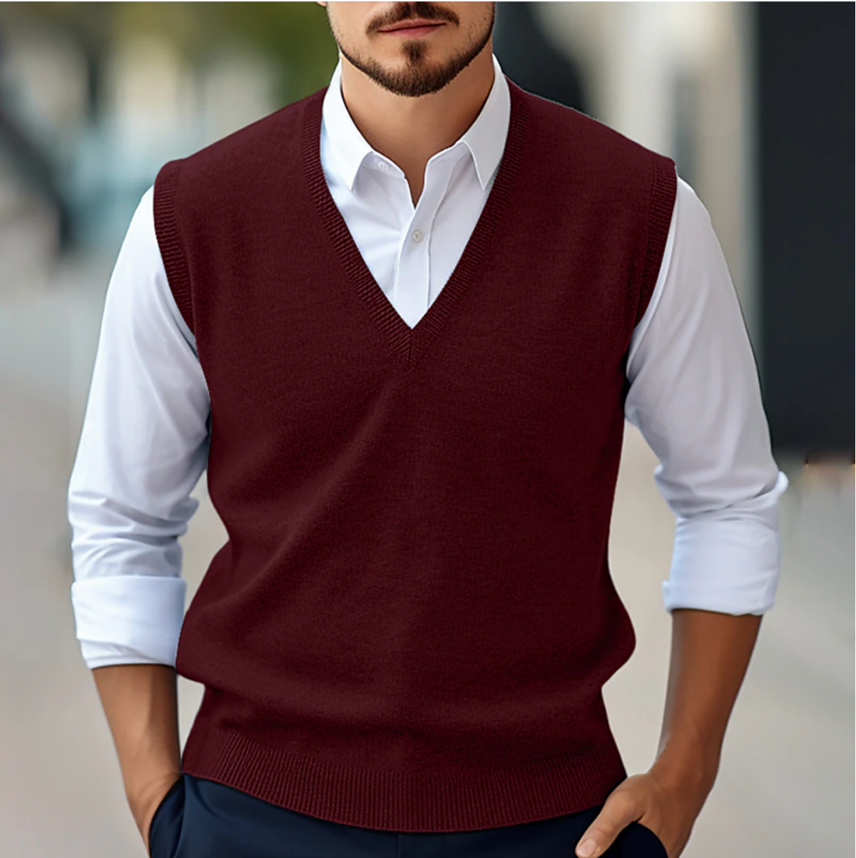 Pull sans manches en V pour hommes, adapté à toutes les occasions