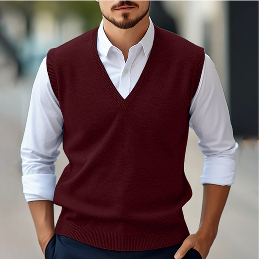 Pull sans manches en V pour hommes, adapté à toutes les occasions