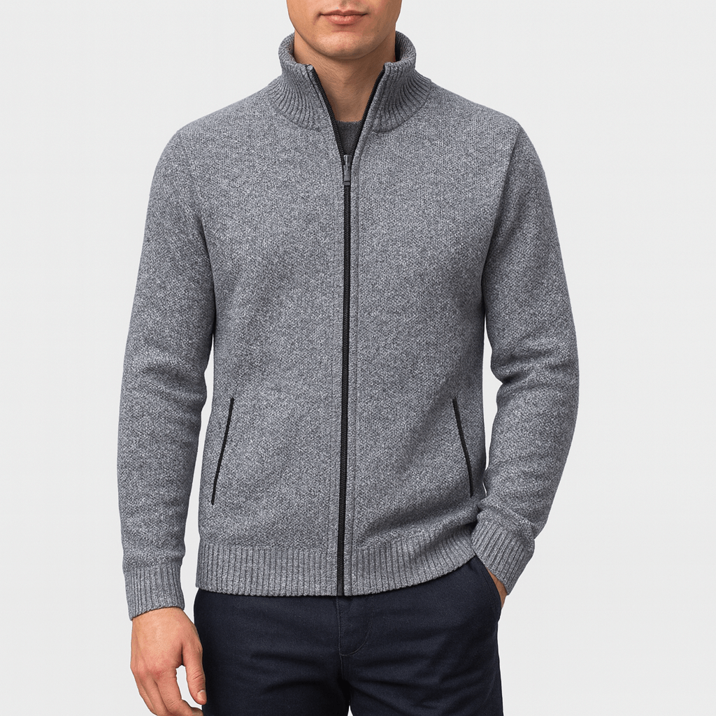 Cardigan à Col Zippé pour Hommes - Tricot Élégant pour Toutes Occasions