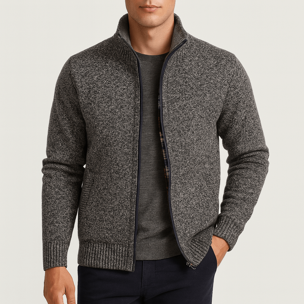 Cardigan à Col Zippé pour Hommes – Tricot Élégant pour Toutes les Occasions