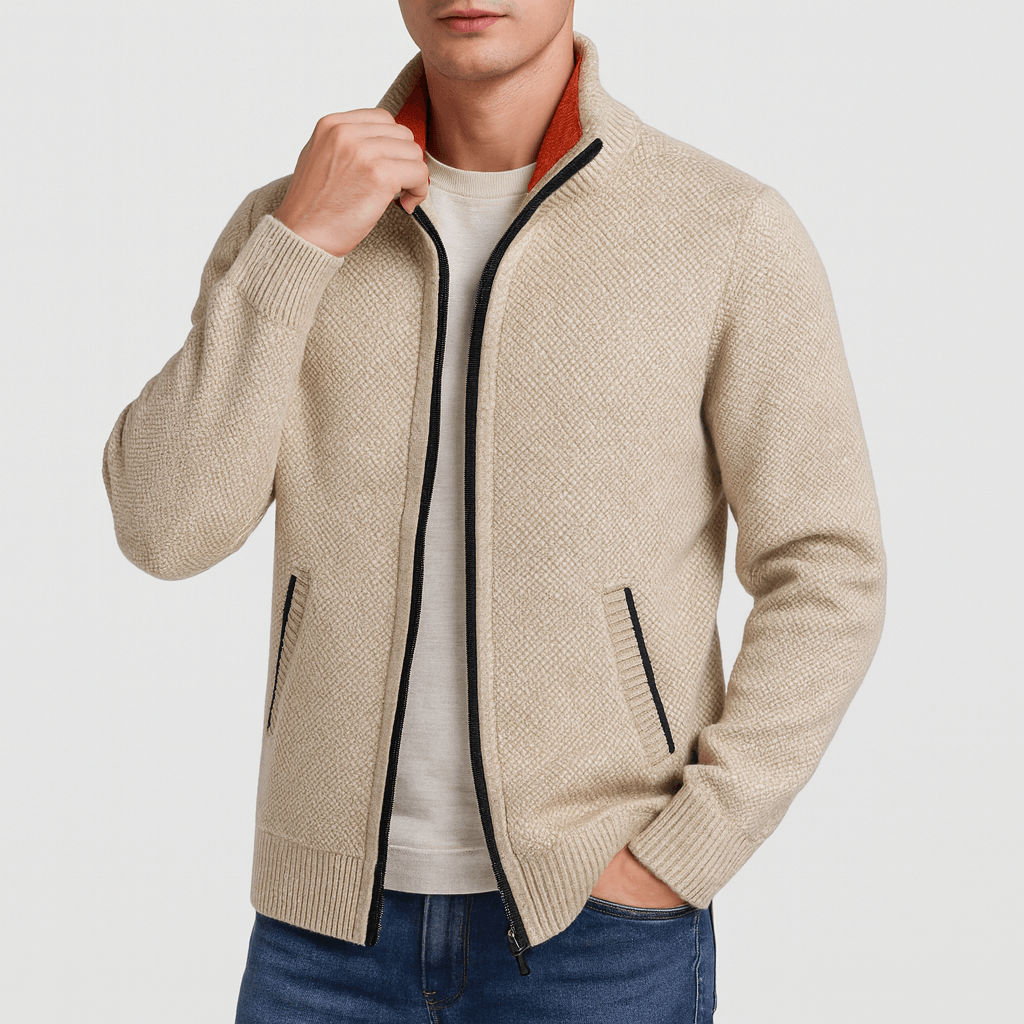 Cardigan à Col Zippé pour Hommes – Tricot Élégant pour Toutes les Occasions