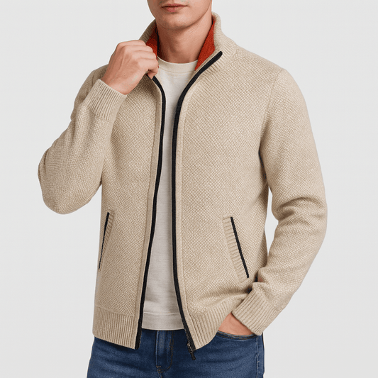 Cardigan à Col Zippé pour Hommes – Tricot Élégant pour Toutes les Occasions