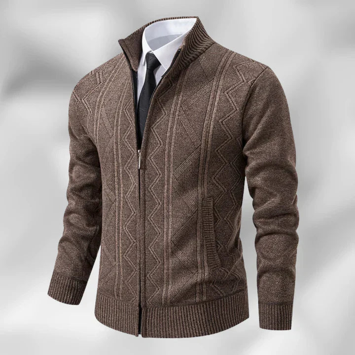 Cardigan zippé pour hommes - Superbe couche avec col montant