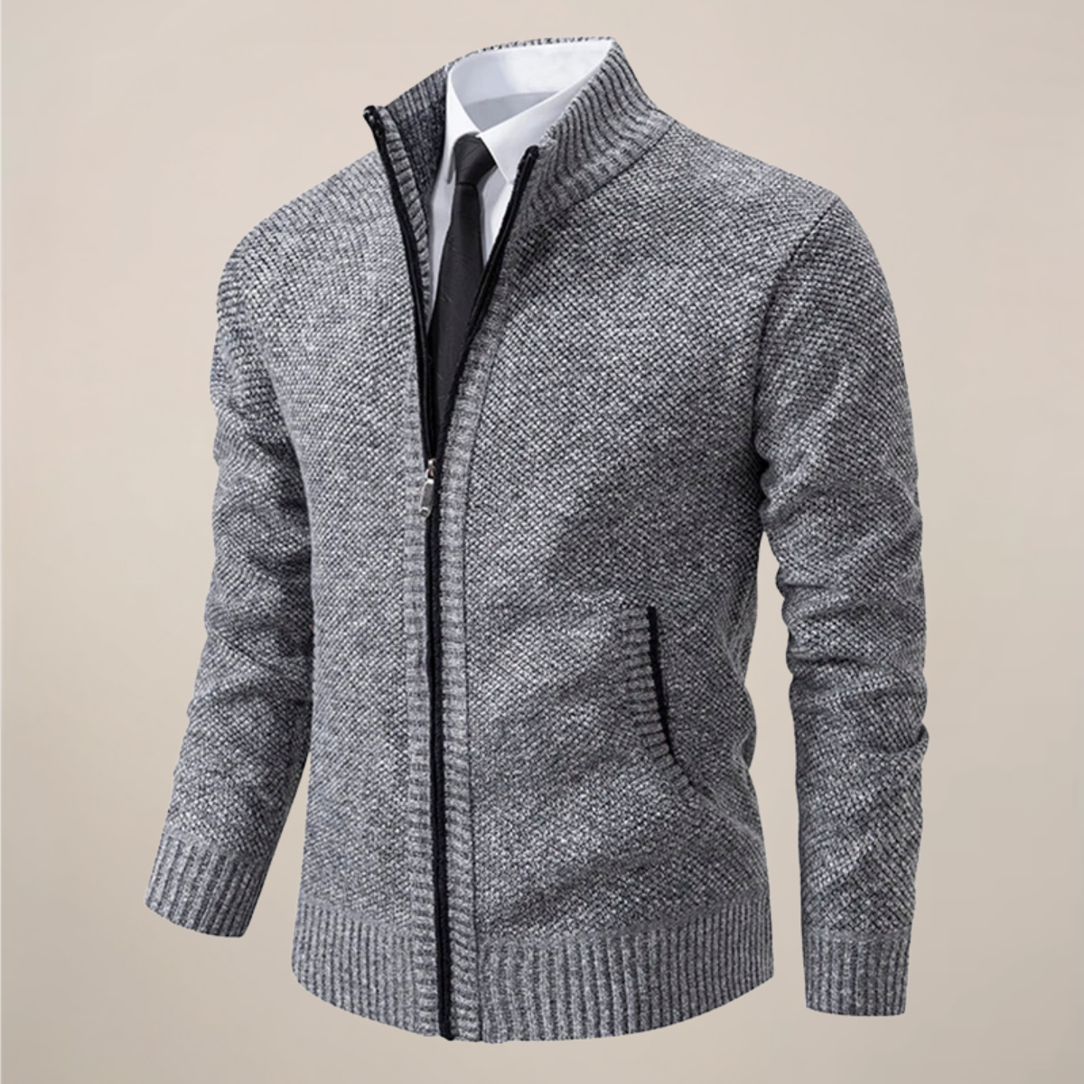 Cardigan en Tricot Zippé pour Hommes pour Occasions Élégantes