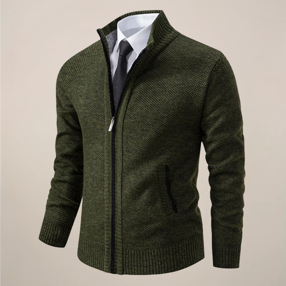Cardigan en Tricot Zippé pour Hommes pour Occasions Élégantes