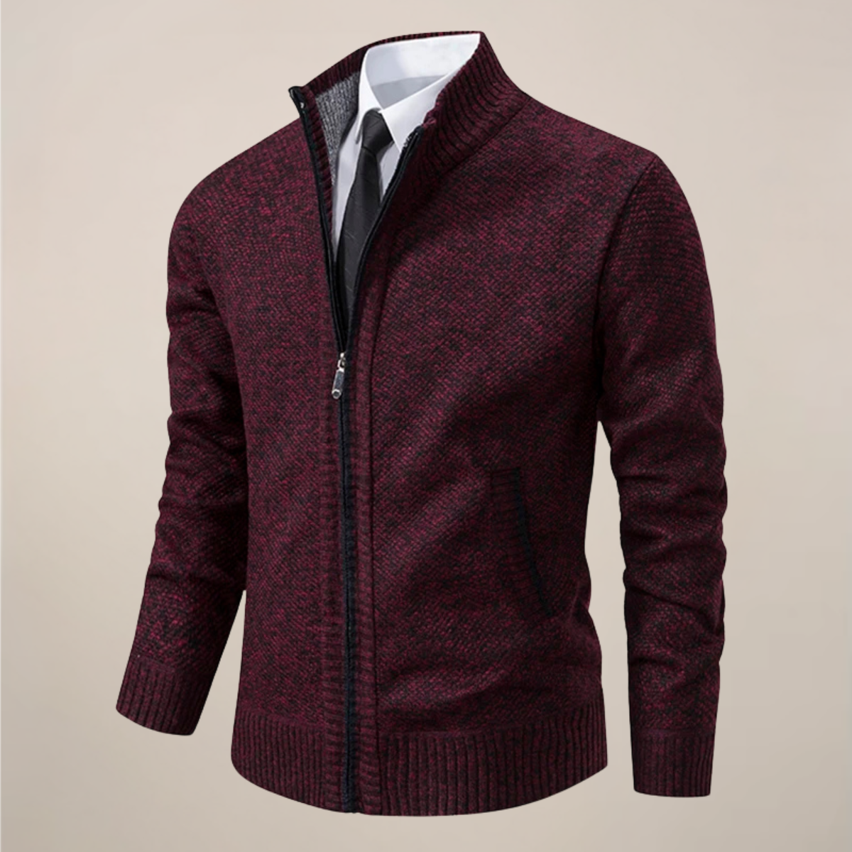 Cardigan en Tricot Zippé pour Hommes pour Occasions Élégantes