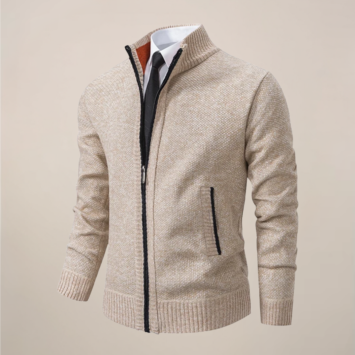 Cardigan en Tricot Zippé pour Hommes pour Occasions Élégantes