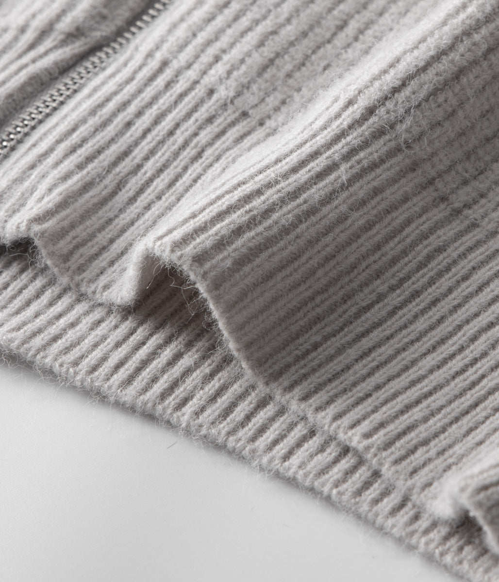 Cardigan zippé à col montant côtelé pour hommes, pour toutes les occasions