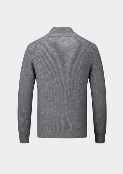 Pull zippé à col montant côtelé pour homme - Idéal pour les superpositions