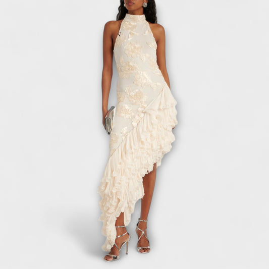 Karen - Robe Maxi avec Appliqués Floraux pour Occasions Spéciales