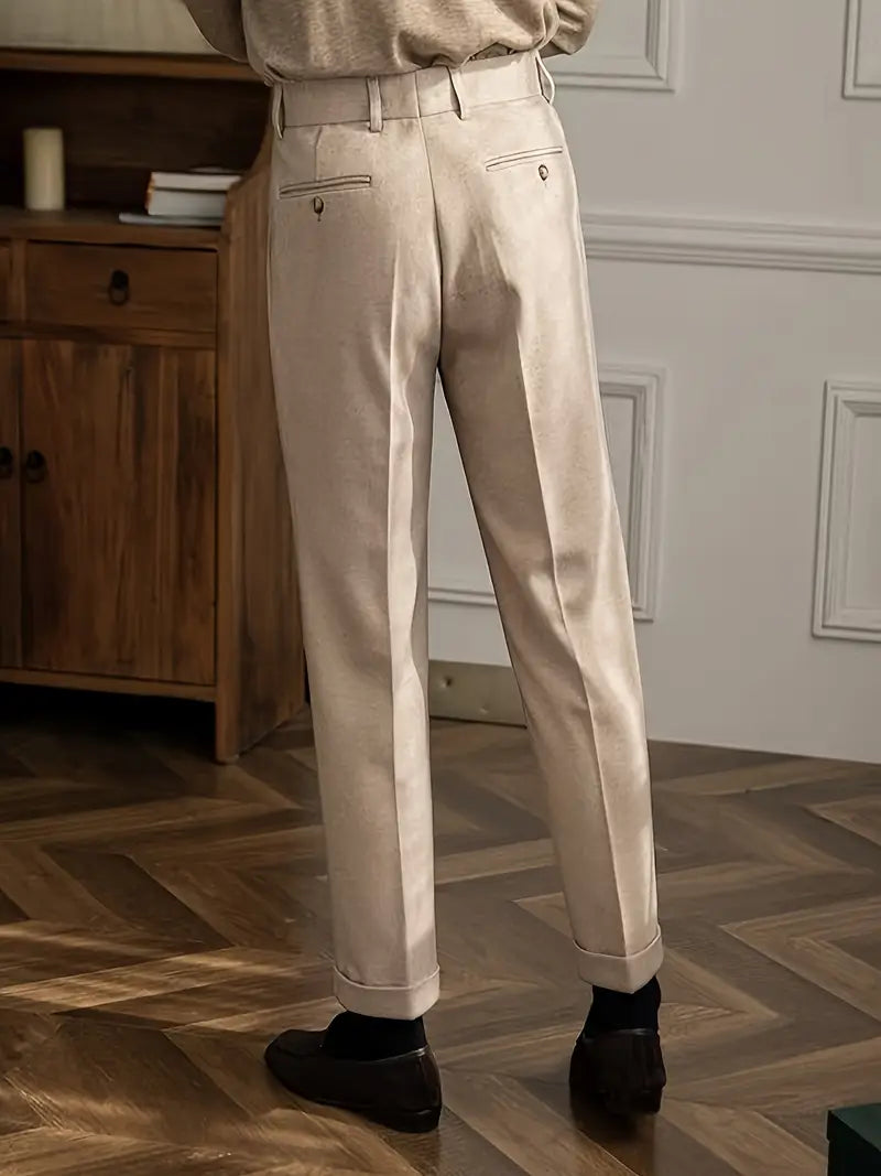 Pantalons Plissés de Style Britannique pour Occasions Formelles