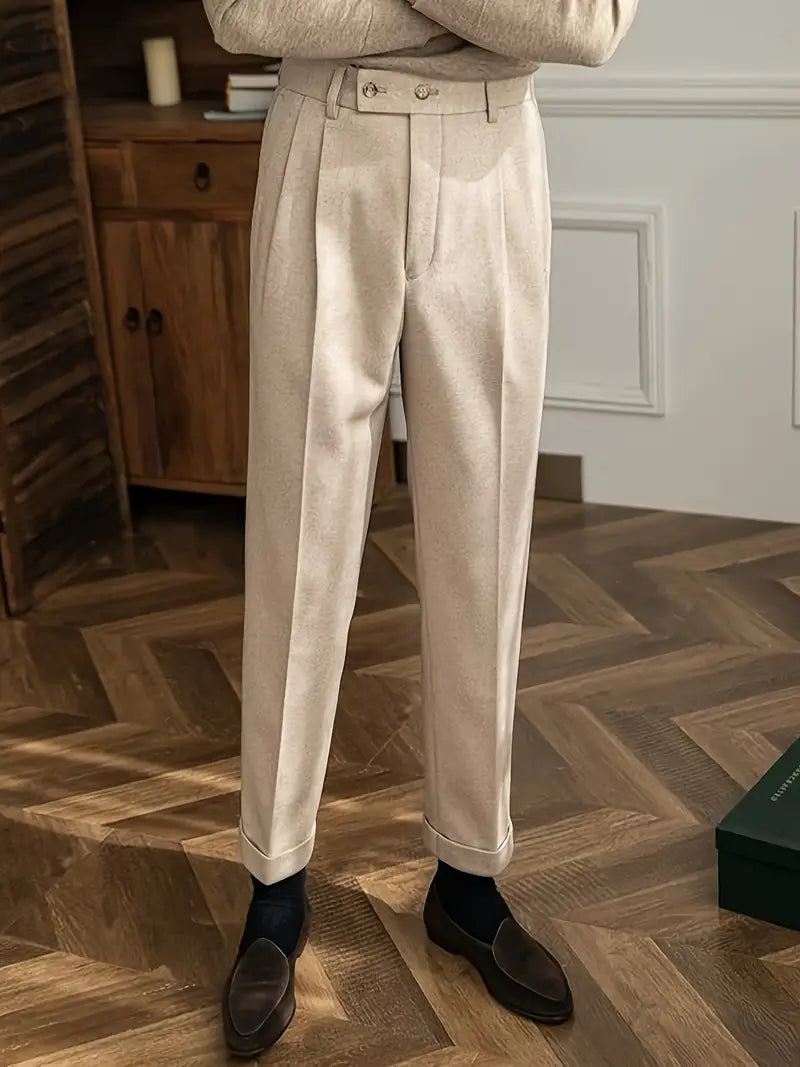 Pantalons Plissés de Style Britannique pour Occasions Formelles