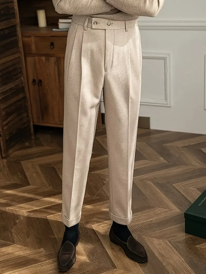Pantalons Plissés de Style Britannique pour Occasions Formelles