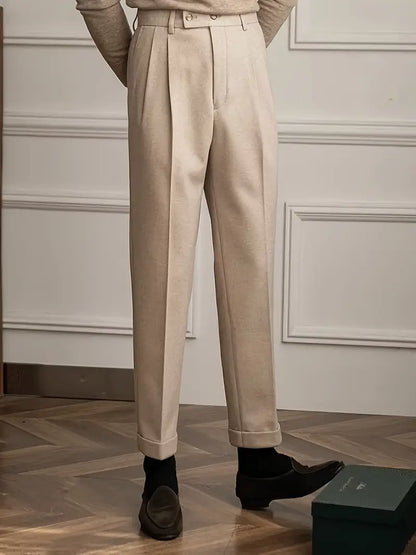 Pantalons Plissés de Style Britannique pour Occasions Formelles