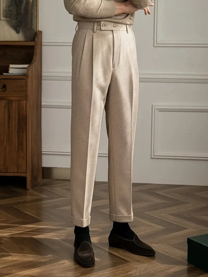 Pantalons Plissés de Style Britannique pour Occasions Formelles