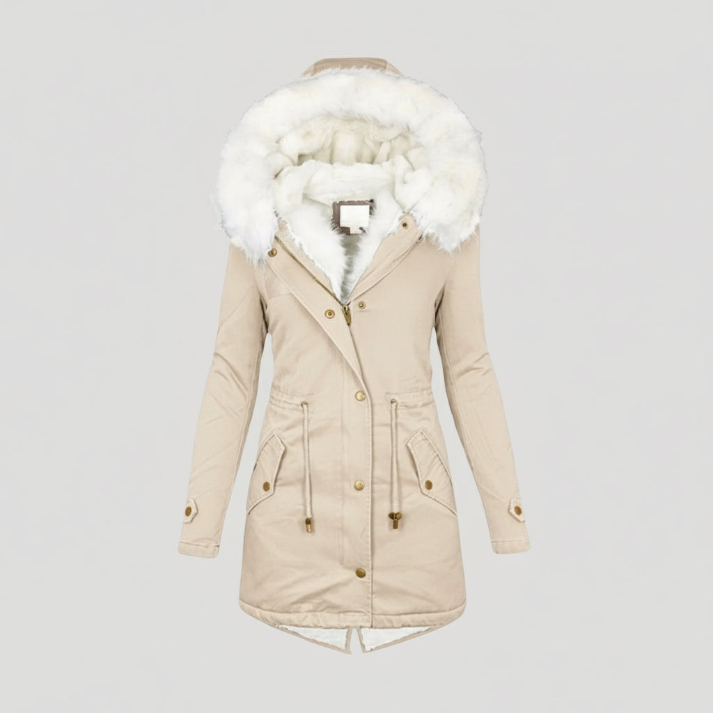 Parka d'Hiver Chic pour Femmes avec Capuche en Fourrure Synthétique