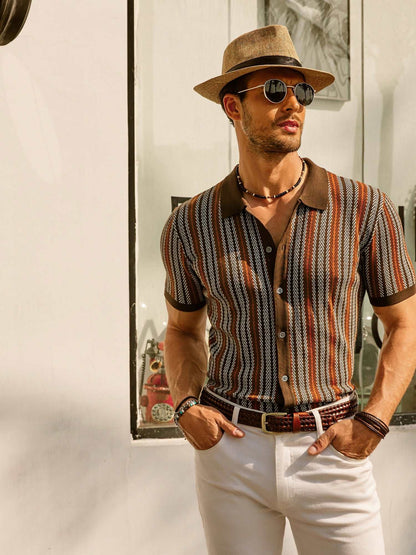 Polo Vintage Rayé pour Hommes à Porter Quotidiennement