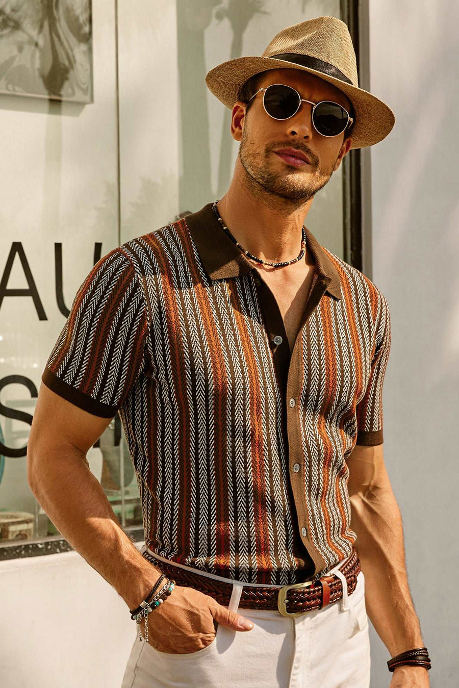 Polo Vintage Rayé pour Hommes à Porter Quotidiennement