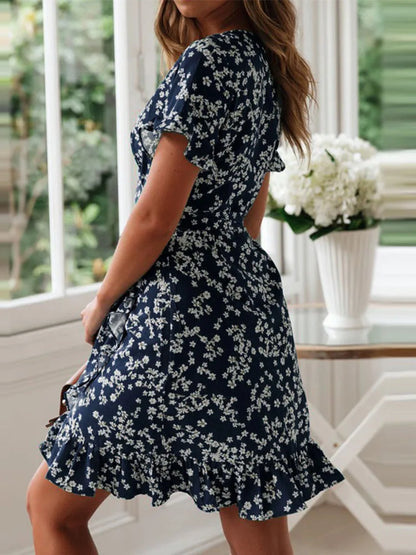 Robe Mini Florale Enveloppante pour un Style Sans Effort