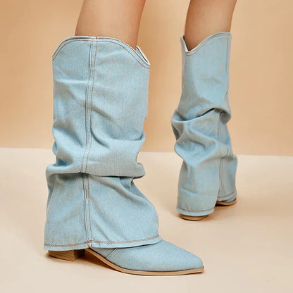 Camila - Bottes en Denim Élégantes Jusqu'aux Genoux pour Toutes Occasions