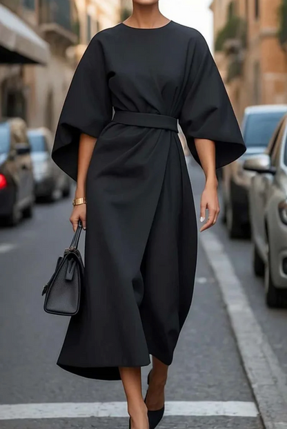 Robe Chic à Manches Lanternes avec Ceinture pour Toutes les Occasions