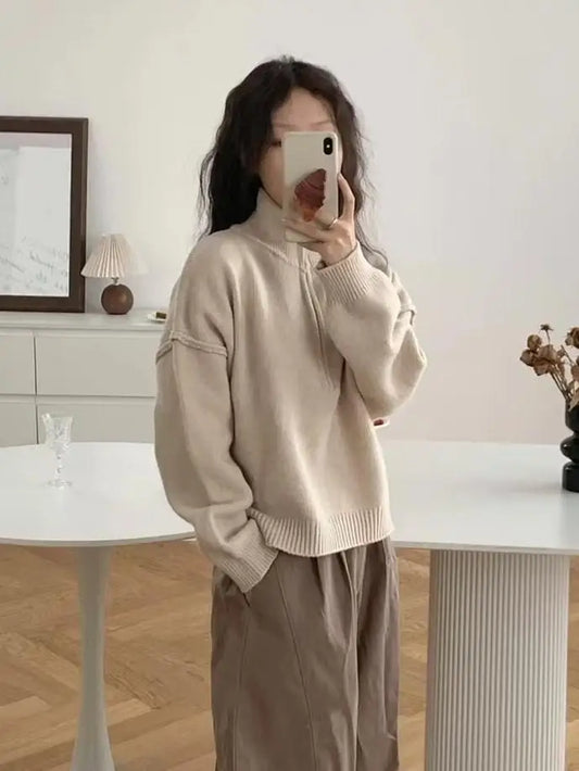 Aurora - Pull Tricoté à Col Montant Confortable pour Chaque Occasion