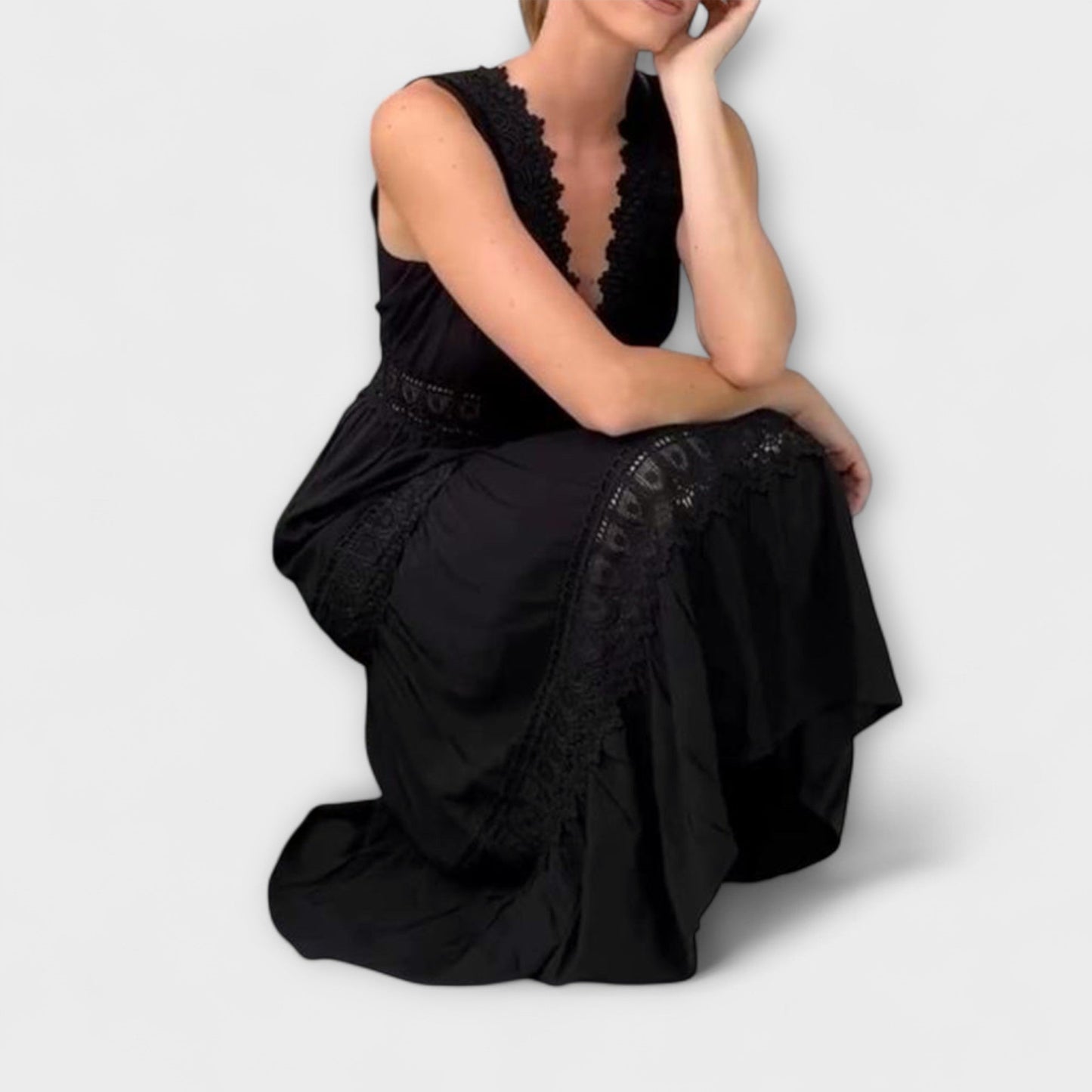 Aurélie - Robe de Soirée Chic à Col V en Dentelle