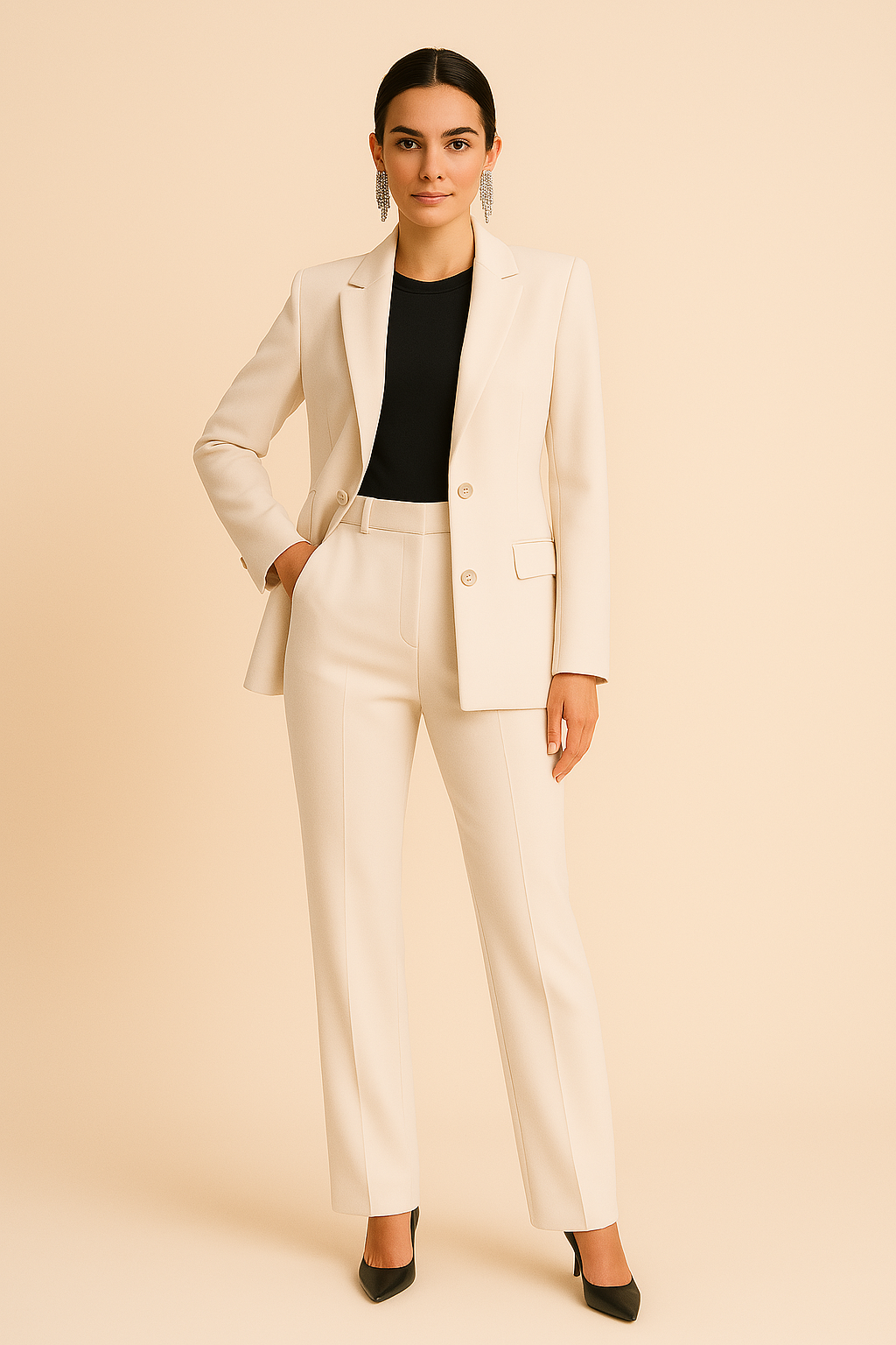 Blazer Chic d'Été & Pantalons Plissés pour Femmes