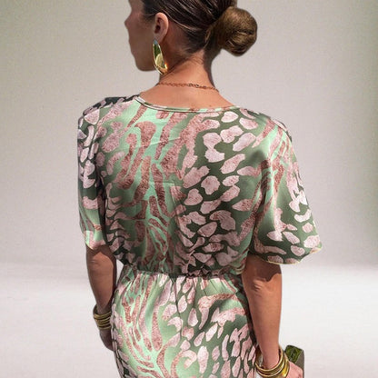 Robe Maxi à Col V Tordu pour Événements Spéciaux