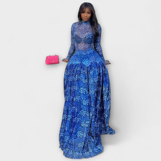 Robe Maxi Mia en Tulle Floral pour Événements