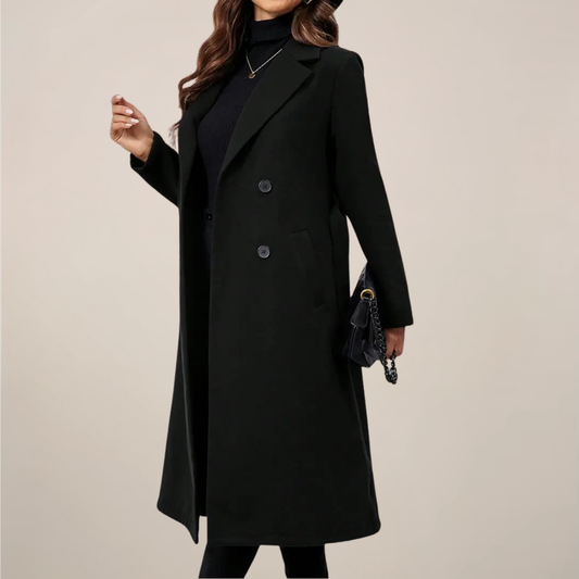 Manteau Long Femme Chic à Double Boutonnage - Design Élégant avec Ceinture pour l'Automne et l'Hiver