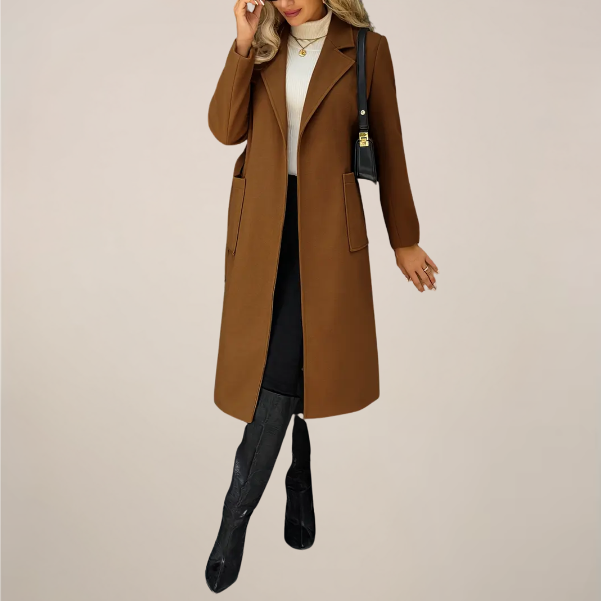 Manteau Long Ceinturé Chic pour l'Automne et l'Hiver