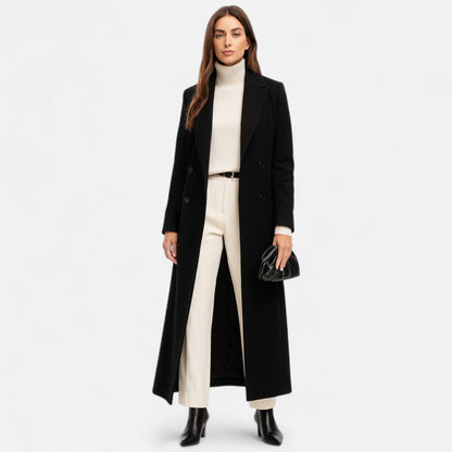 Manteau Maxi Noir pour Femme – Vêtement d'Extérieur Long et Chic pour un Port Toute l'Année