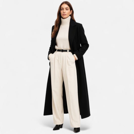 Manteau Maxi Noir pour Femme – Vêtement d'Extérieur Long et Chic pour un Port Toute l'Année