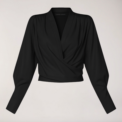 Blouse Chic à Col V avec Manches Bouffantes pour Occasions Élégantes