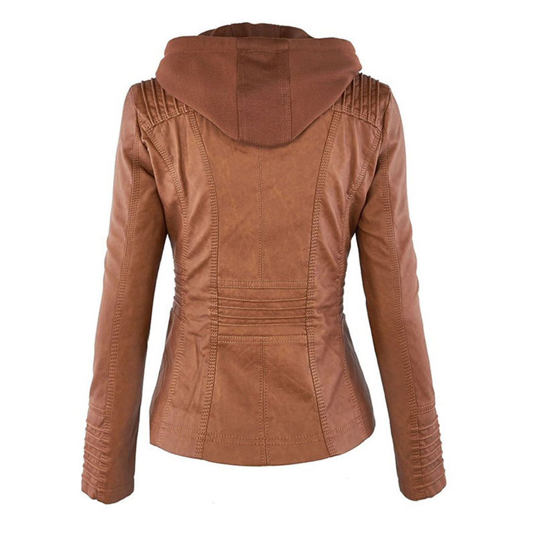 Veste à Capuche Marron Chic avec Fermeture Éclair pour Toutes les Saisons