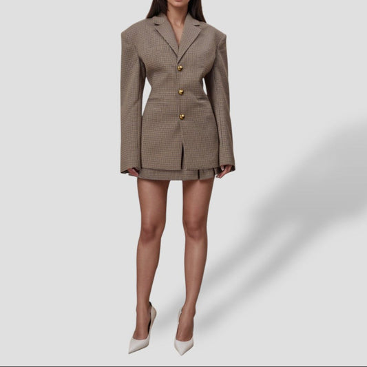 Blazer Vintage à Carreaux pour Femmes pour Occasions Élégantes