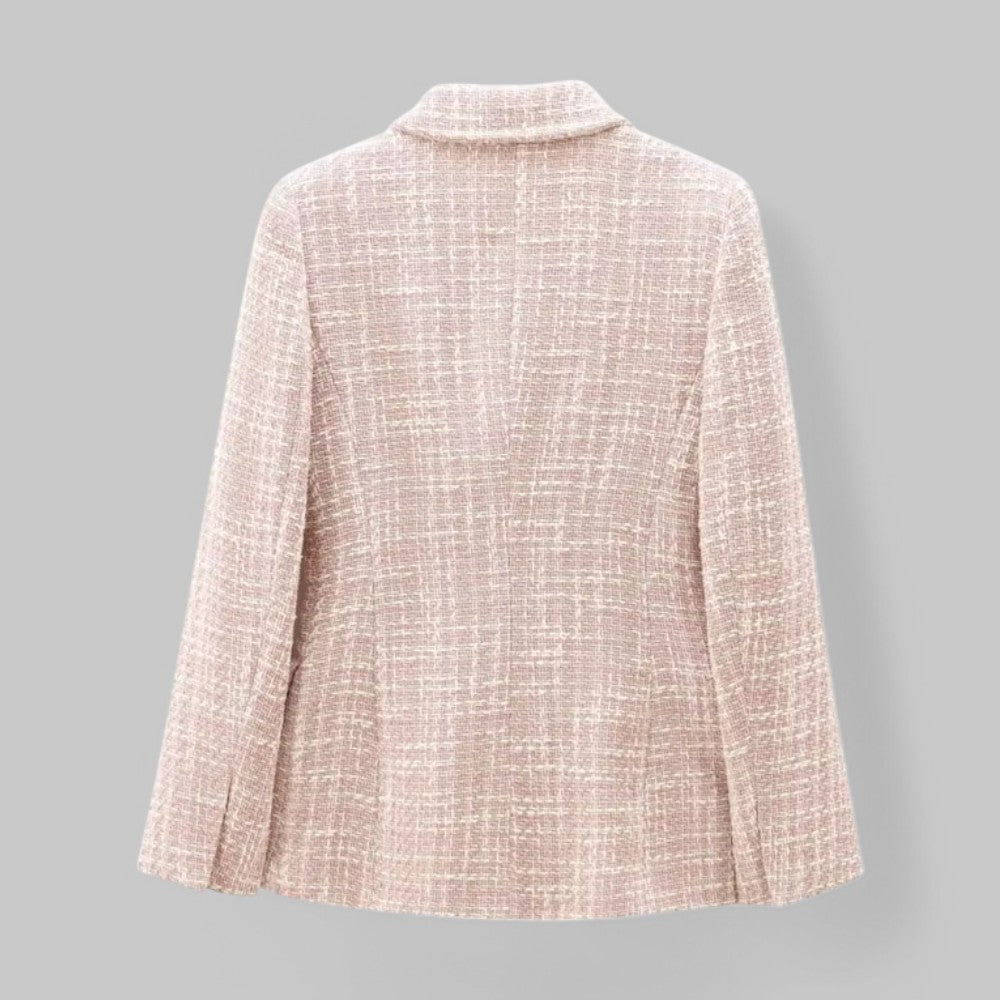 Blazer en Tweed Rose Chic pour Femmes - Idéal pour le Travail ou les Événements