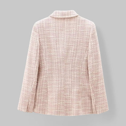Blazer en Tweed Rose Chic pour Femmes - Idéal pour le Travail ou les Événements