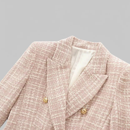 Blazer en Tweed Rose Chic pour Femmes - Idéal pour le Travail ou les Événements