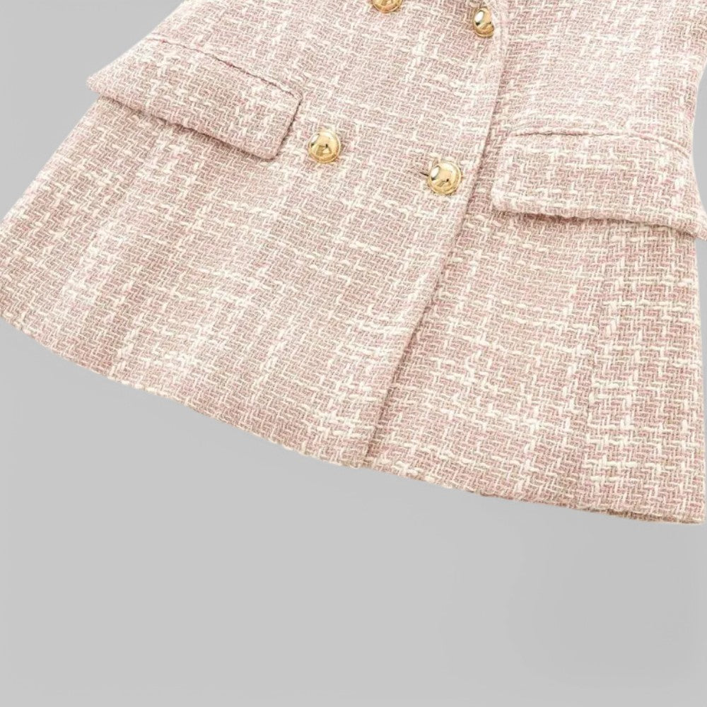 Blazer en Tweed Rose Chic pour Femmes - Idéal pour le Travail ou les Événements