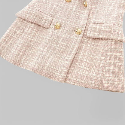 Blazer en Tweed Rose Chic pour Femmes - Idéal pour le Travail ou les Événements