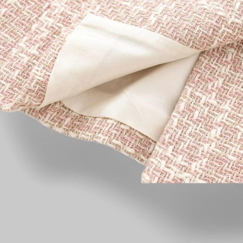Blazer en Tweed Rose Chic pour Femmes - Idéal pour le Travail ou les Événements