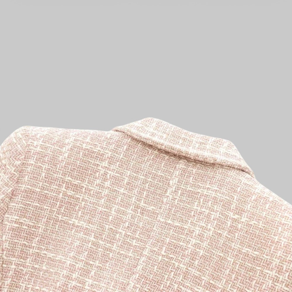Blazer en Tweed Rose Chic pour Femmes - Idéal pour le Travail ou les Événements