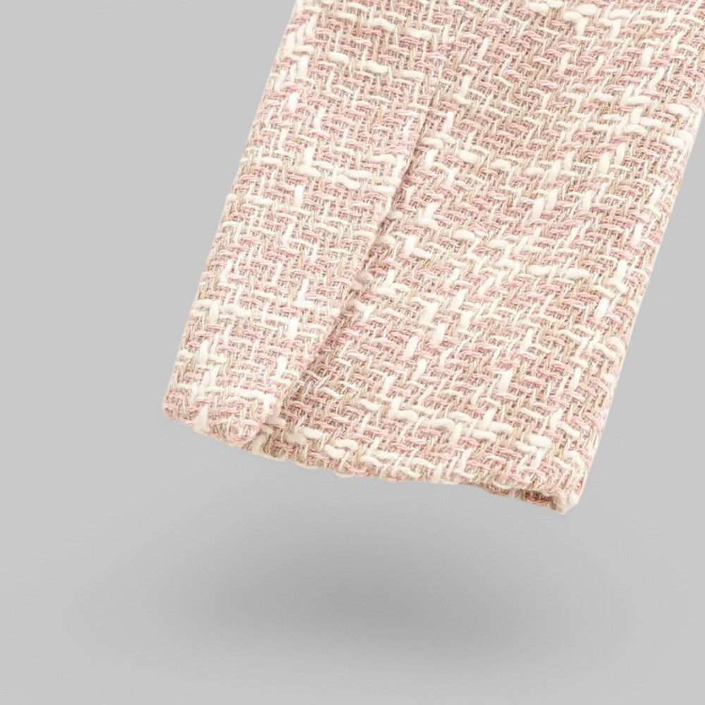 Blazer en Tweed Rose Chic pour Femmes - Idéal pour le Travail ou les Événements