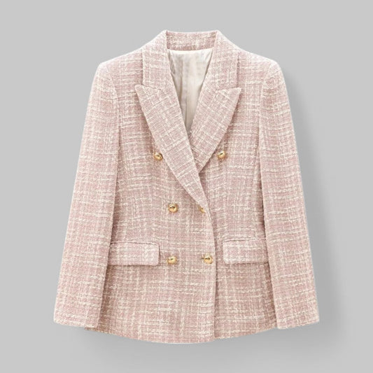 Blazer en Tweed Rose Chic pour Femmes - Idéal pour le Travail ou les Événements
