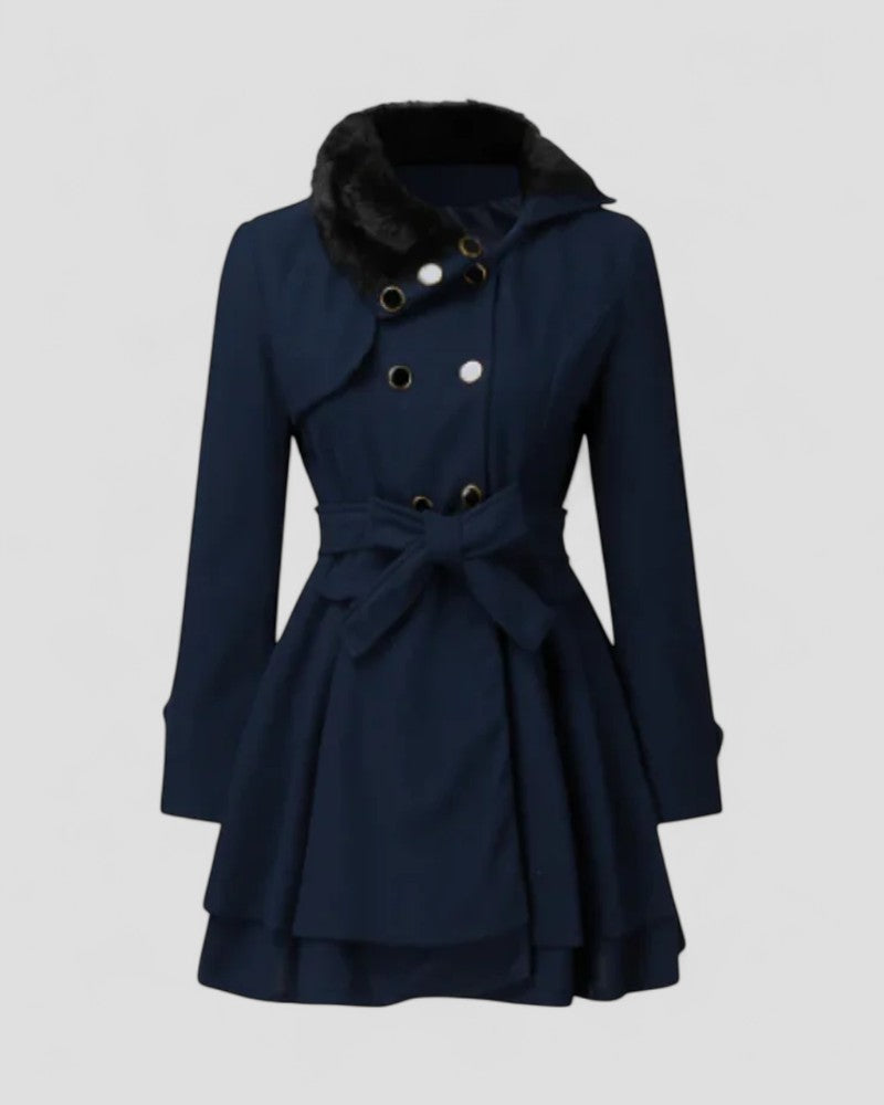 Manteau d'Hiver Chic pour Femme avec Col en Fourrure