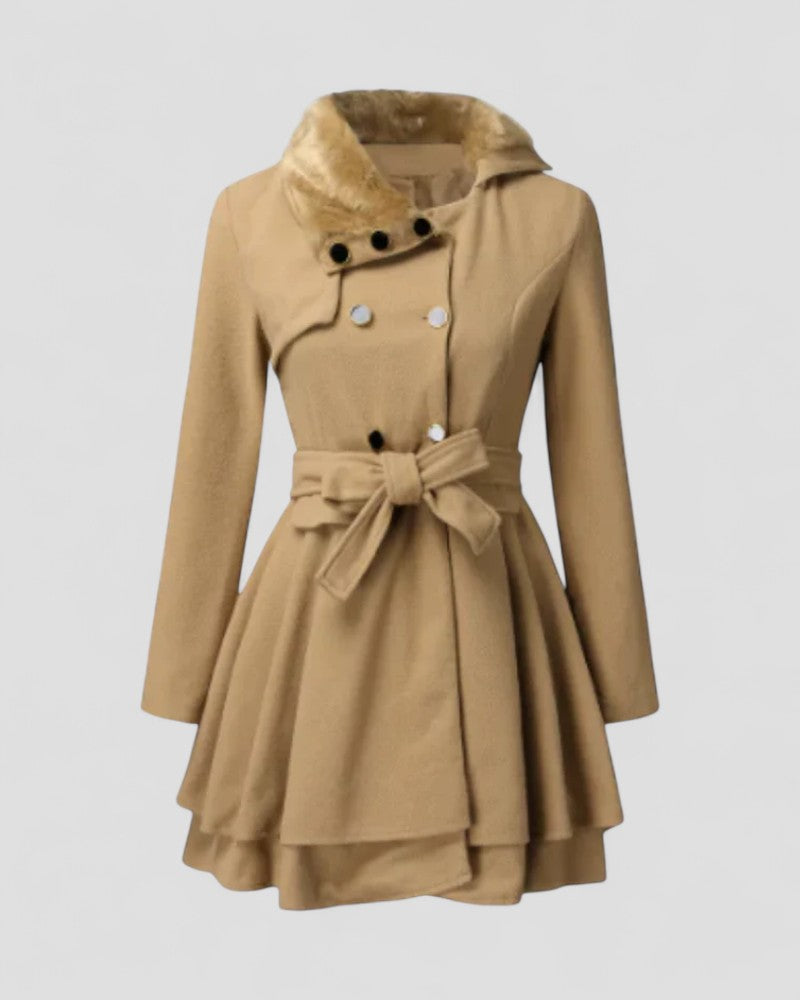 Manteau d'Hiver Chic pour Femme avec Col en Fourrure