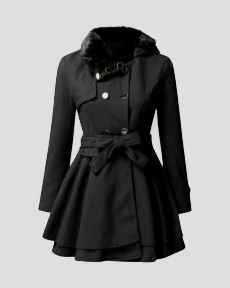 Manteau d'Hiver Chic pour Femme avec Col en Fourrure